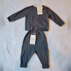 Zara Kids Gray Knit Set Size 6-9 Months